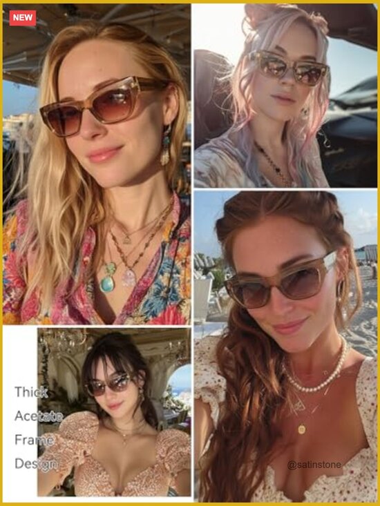 Cat Eye Polarized Sunglasses UV400 Protection Chunky Acetate Retro Shades main image 6